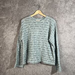 Madewell Womens Medium Green Striped Sweater Long Sleeve Cotton Blend Pullover